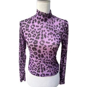 LOVERS & FRIENDS Lauryn animal print mesh top rave disco purple leopard size xs
